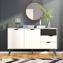 Load image into Gallery viewer, Oslo White and Matt Black Large 3 Drawers 2 Doors Sideboard