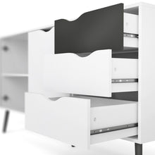 Load image into Gallery viewer, Oslo White and Matt Black Large 3 Drawers 2 Doors Sideboard