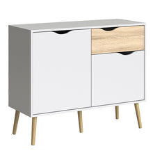 Load image into Gallery viewer, Oslo White and Oak Small 1 Drawer 2 Doors Sideboard