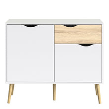 Load image into Gallery viewer, Oslo White and Oak Small 1 Drawer 2 Doors Sideboard