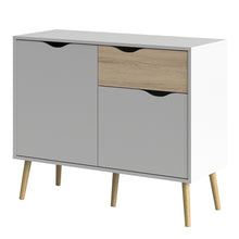 Load image into Gallery viewer, Oslo White and Oak Small 1 Drawer 2 Doors Sideboard