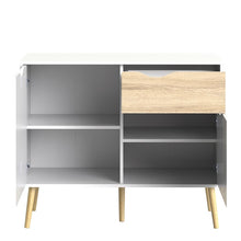 Load image into Gallery viewer, Oslo White and Oak Small 1 Drawer 2 Doors Sideboard