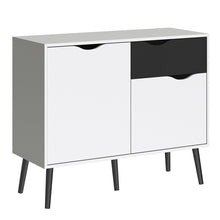 Load image into Gallery viewer, Oslo White and Matt Black Small 1 Drawer 2 Doors Sideboard