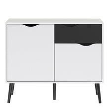 Load image into Gallery viewer, Oslo White and Matt Black Small 1 Drawer 2 Doors Sideboard