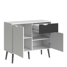 Load image into Gallery viewer, Oslo White and Matt Black Small 1 Drawer 2 Doors Sideboard