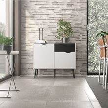 Load image into Gallery viewer, Oslo White and Matt Black Small 1 Drawer 2 Doors Sideboard