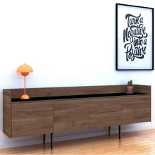 Load image into Gallery viewer, Unit Walnut and Black 2 Drawers 3 Doors Sideboard