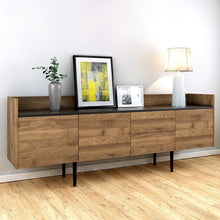 Load image into Gallery viewer, Unit Walnut and Black 2 Drawers 3 Doors Sideboard