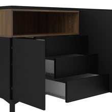Load image into Gallery viewer, Roomers Black/Walnut 3 Drawers 3 Doors Sideboard