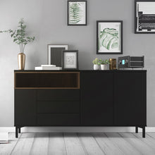 Load image into Gallery viewer, Roomers Black/Walnut 3 Drawers 3 Doors Sideboard