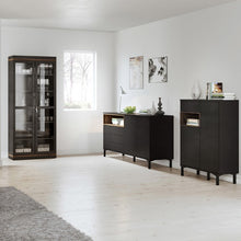 Load image into Gallery viewer, Roomers Black/Walnut 3 Drawers 3 Doors Sideboard