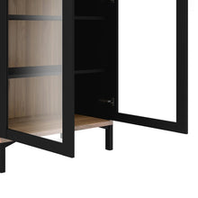 Load image into Gallery viewer, Roomers Black/Walnut Glazed 2 Doors Display Cabinet