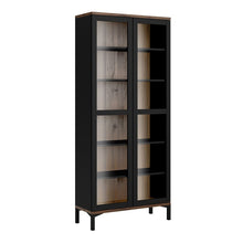 Load image into Gallery viewer, Roomers Black/Walnut Glazed 2 Doors Display Cabinet