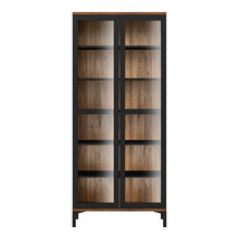 Load image into Gallery viewer, Roomers Black/Walnut Glazed 2 Doors Display Cabinet