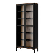 Load image into Gallery viewer, Roomers Black/Walnut Glazed 2 Doors Display Cabinet