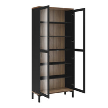Load image into Gallery viewer, Roomers Black/Walnut Glazed 2 Doors Display Cabinet