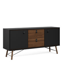 Load image into Gallery viewer, Ry Matt Black/Walnut 2 Doors Drawers Sideboard