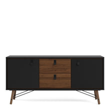 Load image into Gallery viewer, Ry Matt Black/Walnut 2 Doors Drawers Sideboard