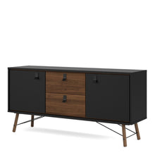 Load image into Gallery viewer, Ry Matt Black/Walnut 2 Doors Drawers Sideboard