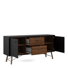 Load image into Gallery viewer, Ry Matt Black/Walnut 2 Doors Drawers Sideboard