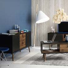 Load image into Gallery viewer, Ry Matt Black/Walnut 2 Doors Drawers Sideboard