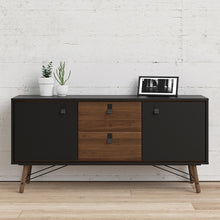 Load image into Gallery viewer, Ry Matt Black/Walnut 2 Doors Drawers Sideboard