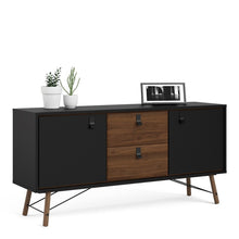 Load image into Gallery viewer, Ry Matt Black/Walnut 2 Doors Drawers Sideboard