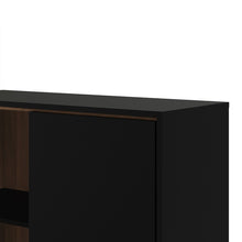 Load image into Gallery viewer, Ry Matt Black/Walnut Display Cabinet 1 Door 1 Glass Door 1 Drawer