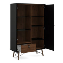 Load image into Gallery viewer, Ry Matt Black/Walnut Display Cabinet 1 Door 1 Glass Door 1 Drawer