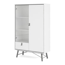 Load image into Gallery viewer, Ry Matt White Display Cabinet 1 Door 1 Glass Door 1 Drawer