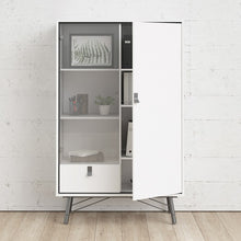 Load image into Gallery viewer, Ry Matt White Display Cabinet 1 Door 1 Glass Door 1 Drawer