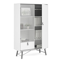 Load image into Gallery viewer, Ry Matt White Display Cabinet 1 Door 1 Glass Door 1 Drawer