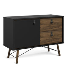 Load image into Gallery viewer, Ry Matt Black/Walnut 1 Door 2 Drawers Sideboard