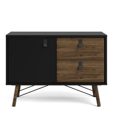 Load image into Gallery viewer, Ry Matt Black/Walnut 1 Door 2 Drawers Sideboard