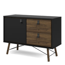 Load image into Gallery viewer, Ry Matt Black/Walnut 1 Door 2 Drawers Sideboard