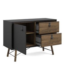 Load image into Gallery viewer, Ry Matt Black/Walnut 1 Door 2 Drawers Sideboard