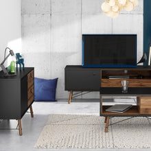 Load image into Gallery viewer, Ry Matt Black/Walnut 1 Door 2 Drawers Sideboard