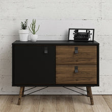 Load image into Gallery viewer, Ry Matt Black/Walnut 1 Door 2 Drawers Sideboard