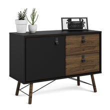 Load image into Gallery viewer, Ry Matt Black/Walnut 1 Door 2 Drawers Sideboard