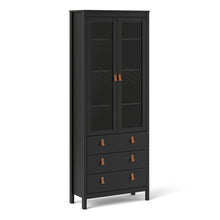 Load image into Gallery viewer, FTG Barcelona Matt Black Glazed 2 Doors 3 Drawers Display Cabinet
