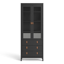 Load image into Gallery viewer, FTG Barcelona Matt Black Glazed 2 Doors 3 Drawers Display Cabinet