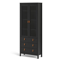 Load image into Gallery viewer, FTG Barcelona Matt Black Glazed 2 Doors 3 Drawers Display Cabinet