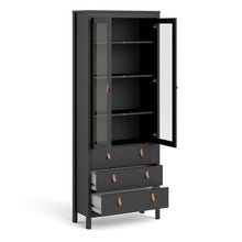 Load image into Gallery viewer, FTG Barcelona Matt Black Glazed 2 Doors 3 Drawers Display Cabinet