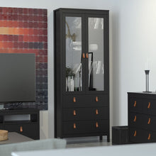 Load image into Gallery viewer, FTG Barcelona Matt Black Glazed 2 Doors 3 Drawers Display Cabinet