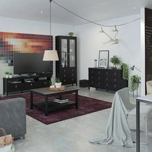 Load image into Gallery viewer, FTG Barcelona Matt Black Glazed 2 Doors 3 Drawers Display Cabinet