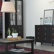 Load image into Gallery viewer, FTG Barcelona Matt Black Glazed 2 Doors 3 Drawers Display Cabinet