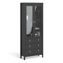 Load image into Gallery viewer, FTG Barcelona Matt Black Glazed 2 Doors 3 Drawers Display Cabinet