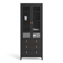 Load image into Gallery viewer, FTG Barcelona Matt Black Glazed 2 Doors 3 Drawers Display Cabinet