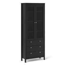 Load image into Gallery viewer, FTG Madrid Matt Black Glazed 2 Doors 3 Drawers Display Cabinet