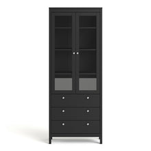 Load image into Gallery viewer, FTG Madrid Matt Black Glazed 2 Doors 3 Drawers Display Cabinet
